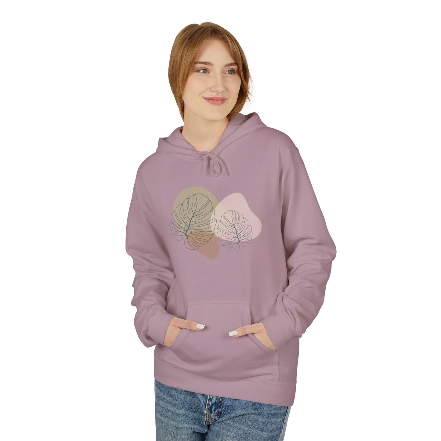 Modern Houseplant Monstera Leaves - Softstyle Mid-Weight Hoodie