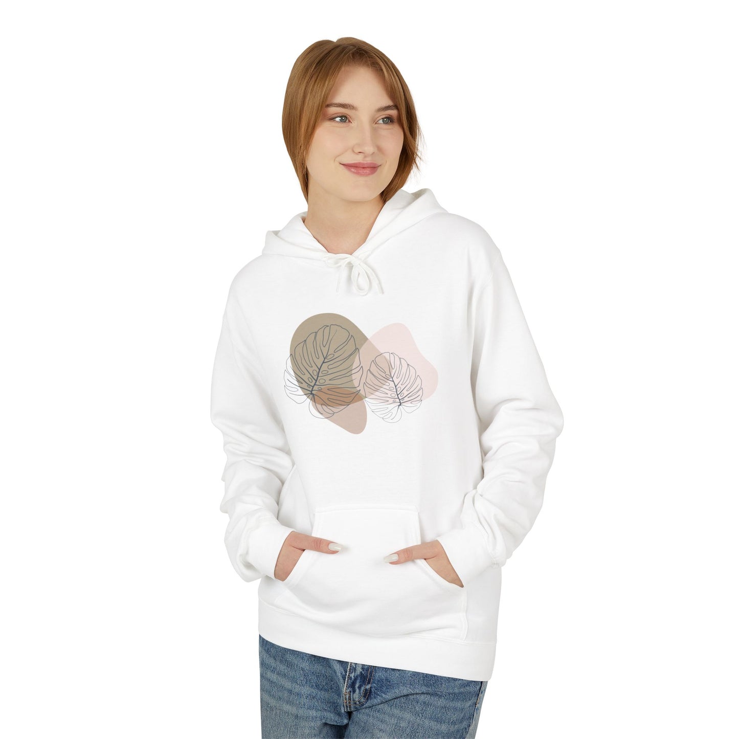 Modern Houseplant Monstera Leaves - Softstyle Mid-Weight Hoodie