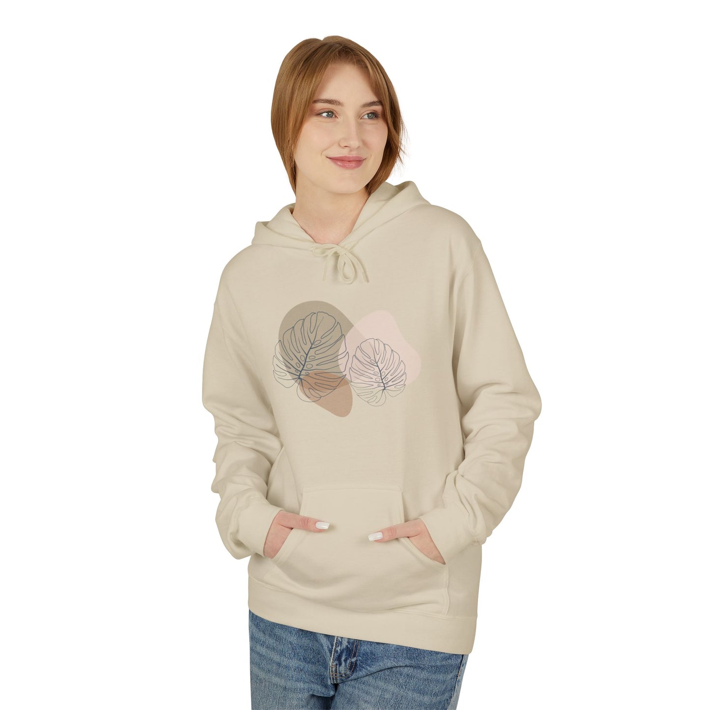 Modern Houseplant Monstera Leaves - Softstyle Mid-Weight Hoodie