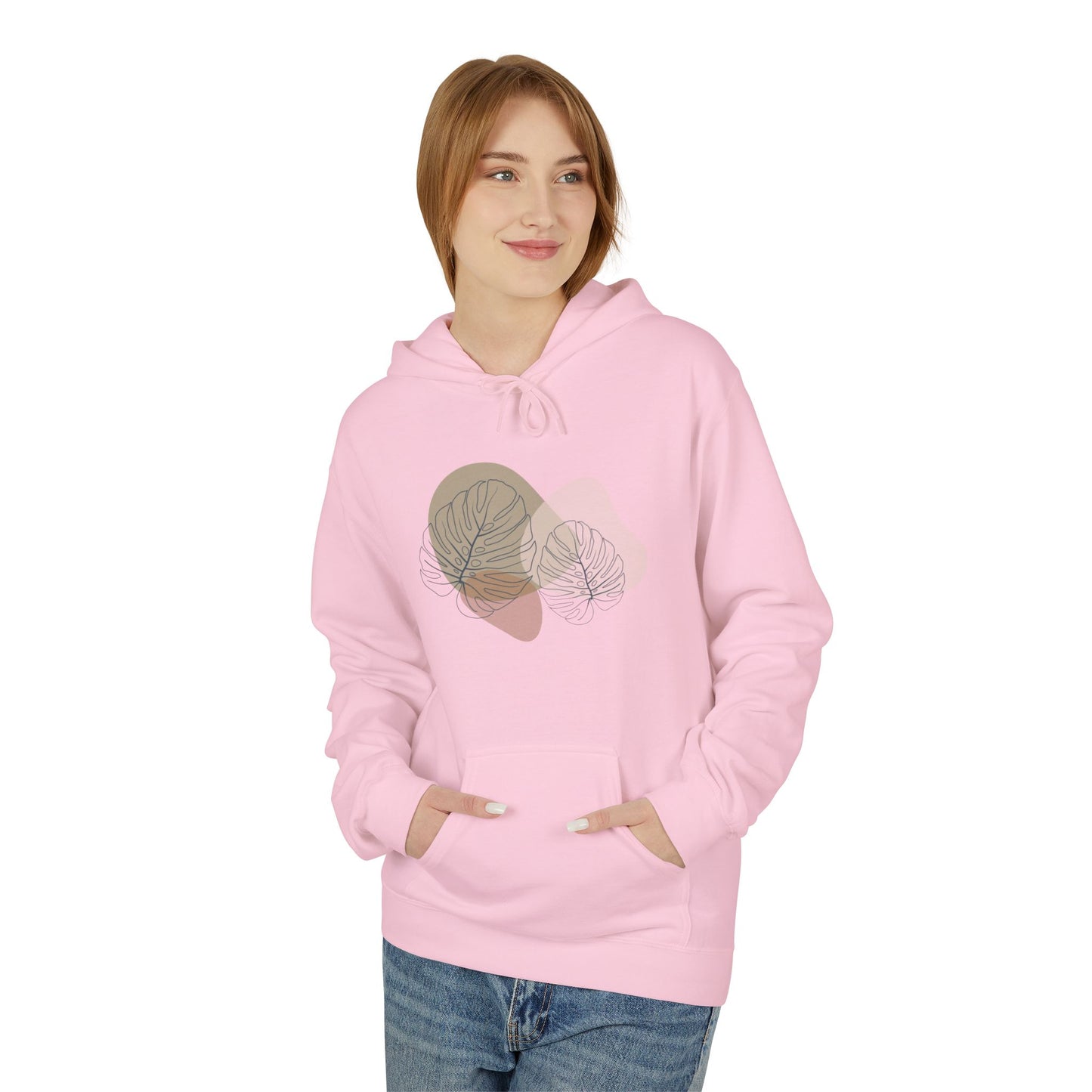 Modern Houseplant Monstera Leaves - Softstyle Mid-Weight Hoodie